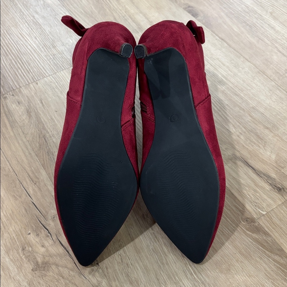 NEW Women’s Allegra K Burgundy Suede Stiletto Boots - Picture 4 of 6